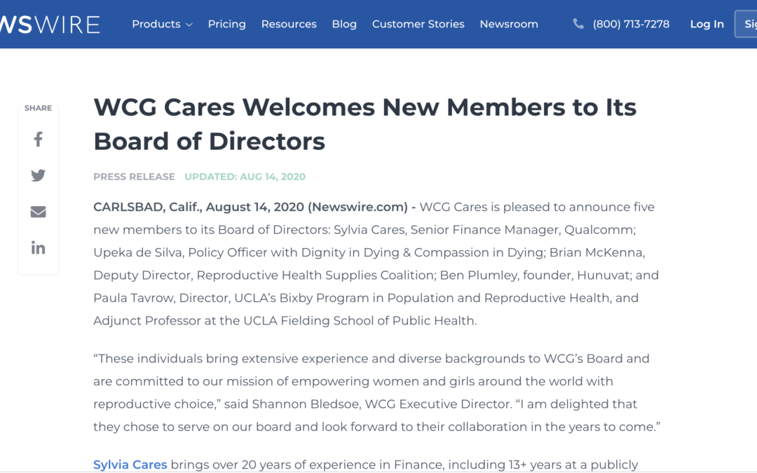 WCG Cares Welcomes New Members to Its Board of Directors